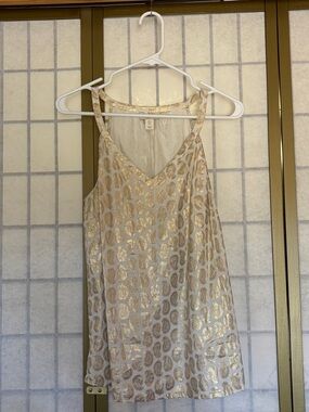 St. Tropez Gold Paisley Linen Tank, Size S